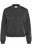 KAFFE Damen Jacke Kalea Damen Jacke Bomberjacke Leichte Sommerjacke Kurz Pilotenjacke Reißverschluss Dünne Übergangsjacke Damenjacke Frühlingsjacke Lange Ärmel 44, Black Oyster