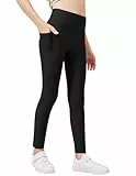 Arshiner Mädchen Sportleggings Schwarz Leggings Winter Dünn Fleece Thermo-Leggings Kinder Jogginghose Ski Turnhose Trainingshose 150/11-12 Jahre