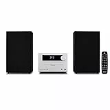 MEDION E64482 Micro Audio System Kompaktanlage (DAB+, CD Player, PLL UKW Radio, Bluetooth, MP3 Player, AUX, Kopfhöreranschluss, USB, Sleeptimer, dimmbares Display) Silber