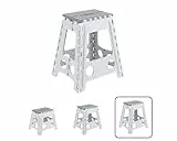 ARREGUI TB-045-GB Kleiner Klapphocker | Falthocker für Kinder und Erwachsene | Tragbarer und Faltbarer Klapphocker | 150 Kg Belastbarkeit | Hocker für Küche, Bad, Camping, Garten | 45 cm hoch | Weiß