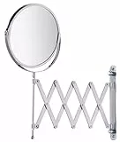 WENKO Kosmetik-Wandspiegel Teleskop Exclusiv, Kosmetikspiegel mit 3-Fach Vergrößerung, Stufenlos ausziehbar, Schwenkbar, Höhenverstellbar, Spiegel: Ø 16 cm, 19 x 38,5 x 50 cm, Chrom