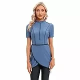 IBTOM CASTLE Frauen Kurzarm-Badeanzug, Muslimische Badeanzug Damen, Burkini Damen Muslim, Modest Badeanzug Frauen, Hijab Ganzkörper-Badeanzug Rash Guard Surf Suit Beachwear 3 Stück Set Blau S