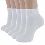 BUDERMMY Socken Damen 39-42 35-38, 5 Paar Füßlinge Baumwolle Sportsocken Atmungsaktive Anti-Blasen Kurz Sneaker Socken Gepolsterte Laufsocken (DE/NL/SE/PL, Numerisch, 39, 42, Regular, Regular, Weiß)