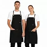 PALLTEX Marea Kochschürze Herren & Damen – Robuste Frontschürze mit 3 Taschen, Stiftfach & verstellbaren Kreuzträgern | Strapazierfähig & bequem für Küche, Gastronomie & Alltag (Schwarz, S/M)
