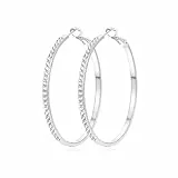 SENTERIA Creolen Silber 925 Damen Hypoallergene Funkelnde Strass Creolen Silber Groß Leichtgewicht Dünne Ohrringe Silber mit Cubic Zirkonia 50MM