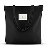 Emma Jonasson Shopper Tasche Damen - Tote bag mit Reißverschluss und Innentasche - Aesthetic Tasche - Damen-Umhängetasche für Arbeit, Schule, Uni oder als Einkaufstasche schwarz
