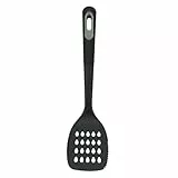 Fackelmann PRO Schlitzwender Kunststoff Fischscheibe Antihaft Küche Kochspatel Anti-Kratzer Burger Flipper Hitzebeständig Kochen Abtropfen & Braten BBQ Utensil, 34cm, Schwarz & Grau