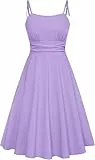 Belle Poque Cottagecore Kleid für Damen Rockabilly Kleider Damen ärmelloses A-Linie Midikleid mit Taschen M