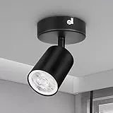 Dehobo 1er Led Deckenstrahler Schwenkbar 350° - Deckenstrahler 1 Flammig Schwarz GU10 - LED Wandstrahler mit Strahler Deckenspot - Spotlight Lampe für Wohnzimmer Küche - Nein GU10 Leuchtmittel