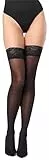 Merry Style Damen halterlose Mikrofaser 40 DEN Strümpfe mit Spitze MSSSJ01 EU M-L (Schwarz, 3/4 (40-44))