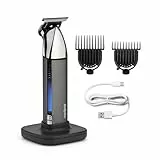 BaByliss Super-X Metal Bartrimmer, Akkubetriebener Rasierer und Trimmer für kurze Bärte, 2 Aufsätze mit 13 Längeneinstellungen, hochertiges Vollmetallgehäuse, wasserdicht, T996E