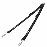 HAPPY HACHI Doppelte Hundeleine,Kein Verheddern 360° Drehbarer Doppelleine für 2 Hunde,Einstellbar Coupler Kein Tangle Nylon Wanderung Leine für Hunde Klein Mittlere und Große Lauftraining (Schwarz-M)