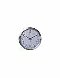 Perel Analoge Wanduhr 40 cm mit DCF-Zeitsynchronisation, großes gut lesbares Zifferblatt, silberner Aluminiumrahmen, Wohnzimmer Küche Büro Wartezimmer
