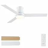 CJOY Deckenventilator mit Beleuchtung 132 cm, Deckenventilator mit Licht und Fernbedienung Leise, Umkehrbar, Speicher 3CCT, Dimmbar, Moderne Deckenventilatoren für Schlafzimmer, Weiß/Holzmaserung