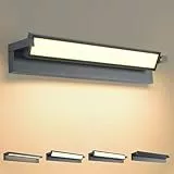 KUKAK 52W Außenlampe Wand,LED Wandleuchte Aussen Innen,Aussenleuchte mit 350° Schwenkbar Panel 3000K Wandlampe,IP65 Wasserdichte Außenwandleuchte für Garten Terrasse Dunkelgrau