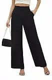 BEIGAI Damen Hosen Elegant Lose Lounge Weite Hose Outdoor Jogpants Trainingshose Culottes Yogahose mit Taschen,Schwarz,S