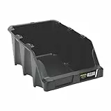 Perel Stapelbox, Lagerboxen Kunststoff, Sichtbox, Werkstatt Stapelbox Garage, Sichtlagerkasten zur Aufbewahrung Kleinteile, stapelbar, 217 x 360 x 155 mm, schwarz