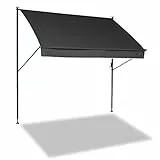 Angerer Klemmmarkise Style mit Handkurbel, Terrasse/Balkon, einfache Montage ohne Bohren, Made in Germany, hochwertiger Stoff, UV-beständig, höhenverstellbar, wasserabweisend, 350 cm Dunkelgrau