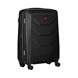 WENGER Prymo Medium Hartschalenkoffer mit 4 Rollen, Trolley, Mittelgroß, 59 (67) l, Sicherheitsschloss, Damen Herren, Reisen Urlaub, Schwarz, 612537
