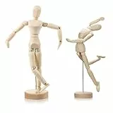 Gliederpuppe Modellpuppe, 2 Stücke Holz Menschlichen Mannequins Verstellbare Gliederpuppen aus Holz für Skizzieren, Comic-Erstellung, Möbeldekoration, Kunstdekoration Verwendet(16cm/22cm)