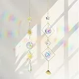 2 Stück Sonnenfänger,Sonnenfänger Kristall 40cm Langes,Sonnenfänger Fenster für Innen- & Außendekoration,Suncatcher Ideal für Wohnzimmer,Schlafzimmer,Büro,Garten,Party & Geschenkidee