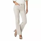 Nina Carter J230 Damen Jeanshosen High Waist Slim Fit Bootcut Jeans mit Ausgefranstem Beinabschluss (Creme (J230-25), M)