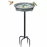 Giyiprpi Vogeltränke Vogelbad Futter Schale Wasserstelle Stehend, 35.5in Vogelbad Garten für Wildvögel Wassertränke für Vögel, Vogeltränke Groß Frostsicher Winterfest Vogeltränke (grau)