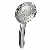 VEHHE Duschkopf Regendusche, Duschkopf Wassersparend mit Selbstreinigender Silikonauslauf, 6 Strahlarten Handbrause, Chrom