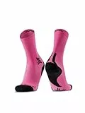 X-Socks Run Discover Crew Socken – Optimale Belüftung & Stabilisierung beim Laufen – Air-Conditioning-Kanal, Muskelunterstützung & Komfort für intensive Trainingseinheiten - Fluo Pink/Schwarz, 42-44