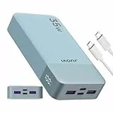 JUOVI J2651 Power Bank, 35W 20000mAh USB C In & Out Power Bank, Akku-Pack mit QC3.0+PD3.0 35W High-Speed Aufladung für Bluetooth Earbud, Handy, Tablet (Blau)