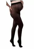 MAMSY Schwangerschaftsstrumpfhose, halb transparent, 40 den, hergestellt in Italien, Schwarz, XXL