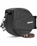 Roywel schlauchtrommel mit Gartenschlauch 30M，Wasser Schlauchtrommel zur Wandmontage，automatische Aufrollung, 180° schwenkbar