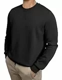 Meilicloth Herren Crewneck Sweatshirt Basic Pullover Warm Gefüttert Outdoorshirts College Sweatjacke Casual Langarm Sweatshirts Loose Fit Schwarz XL