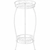 Bomclap Pflanzenständer Metall, 69 cm Blumenständer Pflanzenständer, 2-stufige Blumentopf Ständer Blumentopfhalter für Drinnen & Draußen (Weiß)