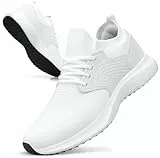 Giniros Sportschuhe Turnschuhe Sneaker Laufschuhe Schuhe Freizeit Walkingschuhe Straßenlaufschuhe Tennis Fitness Jogging Leichtgewichts Atmungsaktiv Casual Schuhe Schlüpfen Weiß 44 EU