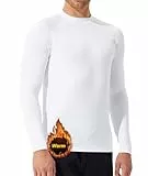 SURFEASY Thermoshirt Herren Langarm Thermounterwäsche Herren Fleece Futter Longsleeve Thermo Oberteil für Fußball Ski Winteraktivitäten (Weiß,M)