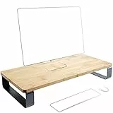 Monitorständer & Monitorerhöhung XL – besonders hohe Traglast, einfache Montage & 100 % FSC Bambus-Holz (Schreibtisch Organizer PC-/Laptop-/Bildschirm-Erhöhung, verbesserte Ergonomie) KD Essentials