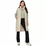 JdY Damen JDYFINNO Long Padded Waistcoat New NOOS Jacke, Moonbeam/Detail:Light Gold Zip, M