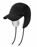 GADIEMKENSD Fliegermütze Winterkappen mit Ohrenschutz für Frauen, Warme Ushanka Russische Mütze, Baseball Hat Cord Fabric, Winddicht Verstellbar Unstructured Cappy, Outdoor-Aktivitäten, Schwarz