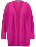 Samoon Damen Kuscheliger Long-Cardigan Langarm, überschnittene Schultern unifarben Bright Amazing Pink 54