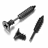 LEEQ 1 Paar Frauen Punk Edelstahl Schraube Ohrstecker Ohrringe Schmuck schwarz