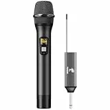 TONOR Wireless Microphone Kabellos, Drahtloses UHF Mikrofon Set für Karaoke 60m Reichweite, Kabelloses Funk Handmikrofon Dynamisch mit 6,35 Klinke Anschluss für Partybox, DJ, Kirche,TW620, Schwarz
