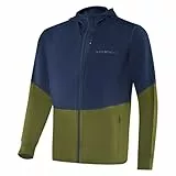 Black Crevice Herren Merino/Baumwolle Second Layer mit Kapuze in Dark Blue/Olive I Größe XXL I 100% Merino Wolle Innen & 100% Baumwolle Außen I Mit nützlichen Taschen I Ideal für kühle Tage