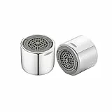 2 Stück FM22 Strahlregler aus Messing, Einstellbarer Wasseraustrittswinkel Wasserhahn Aufsatz, Abnehmbares Reinigungs Filter Sieb, für Wasserhähne, Geräuscharmes Wasser Blasenwasser