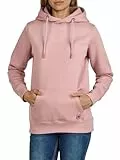DENIMFY Hoodie Damen Regular Fit DFEmma Kapuzenpullover Pullover Cross-Over Kragen Rose M, Größe:M, Farben:Antique Rose (13300)