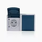 Busch-Jaeger 20/2 EBW-53 SCHUKO® Steckdose mit erh. Berührungsschutz horizontal Grau ocean® IP 44 2CKA002084A0720