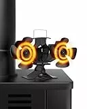 Signstek Kaminventilator Ofenventilator Ohne Strom, Kaminlüfter 8 Blättern mit 2 Motoren Leiser Kamin Ventilator Wärmeverteiler Lüfter für Kaminofen Holzofen Ofen