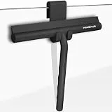 Minismus Fensterabzieher mit Aufhänger – Profi Abzieher Dusche - Duschabzieher – Schlierenfrei – Hochwertiger Silikon - Antirutsch (Schwarz, 21 cm)