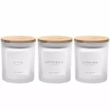 Ezebesta Moderne Badezimmer-Behälter mit 12 Etiketten und Holzdeckel, dickes Glasbehälter-Set, Qtip Halter für Wattebällchen und Pads, Aufbewahrung, Organisation, minimalistische Dekoration, 3 Stück