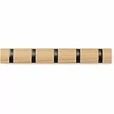 Umbra Flip Hook 5 Haken Natur/schwarz Holz Alu Hakenleiste Garderobenhaken – mit 5 Beweglichen Haken